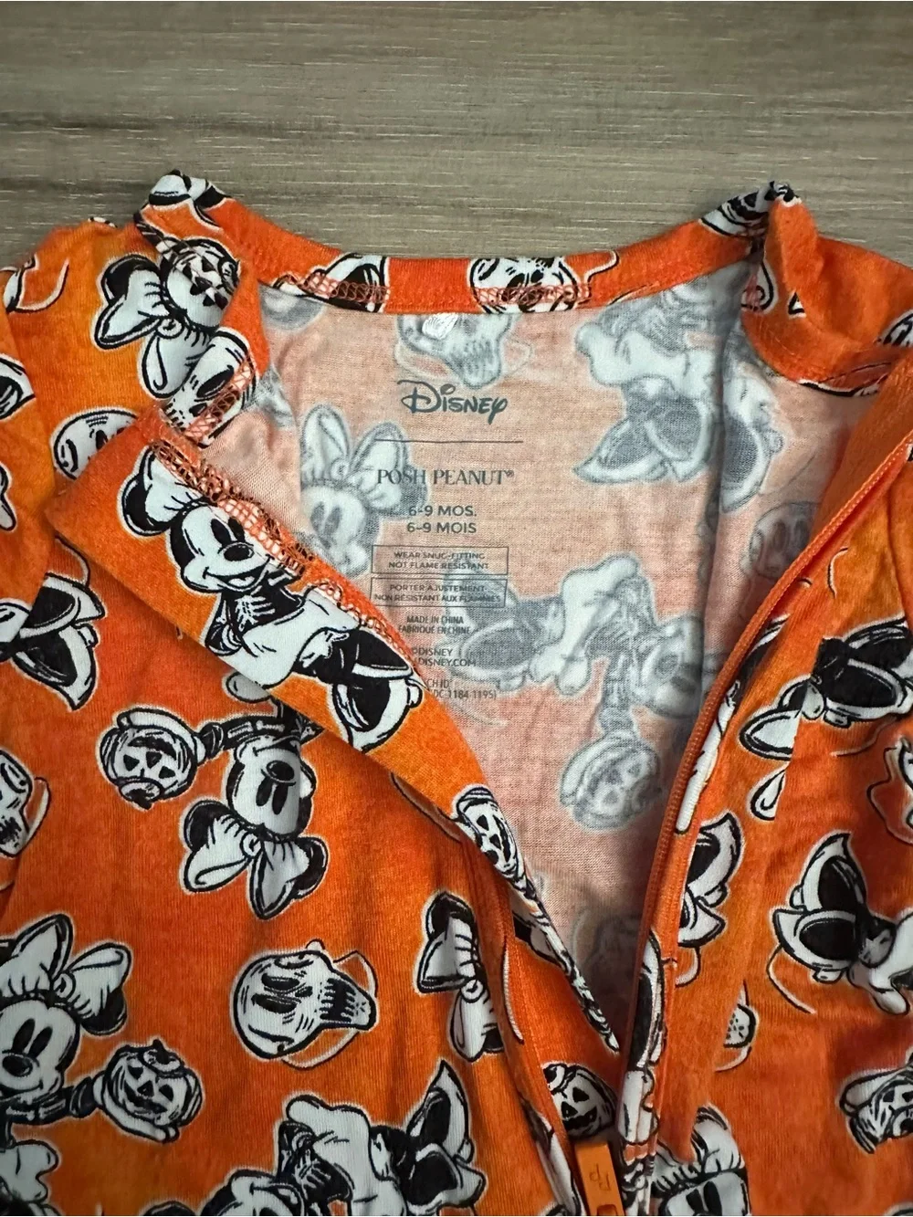 Posh Peanut Disney Minnie Mouse Halloween Orange Bamboo Zippy Pajamas 6-9M